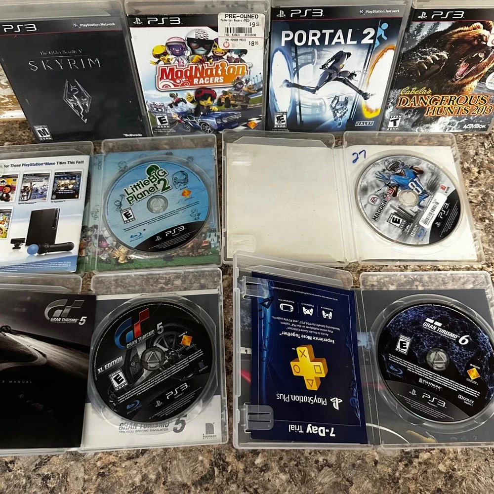 Sony PS3 Video Game Lot 10 Games Skyrim Portal 2 GT6 Good Bundle Mixed